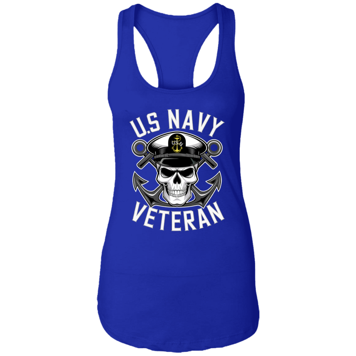 US Navy Veteran Skull Ladies Racerback Tank