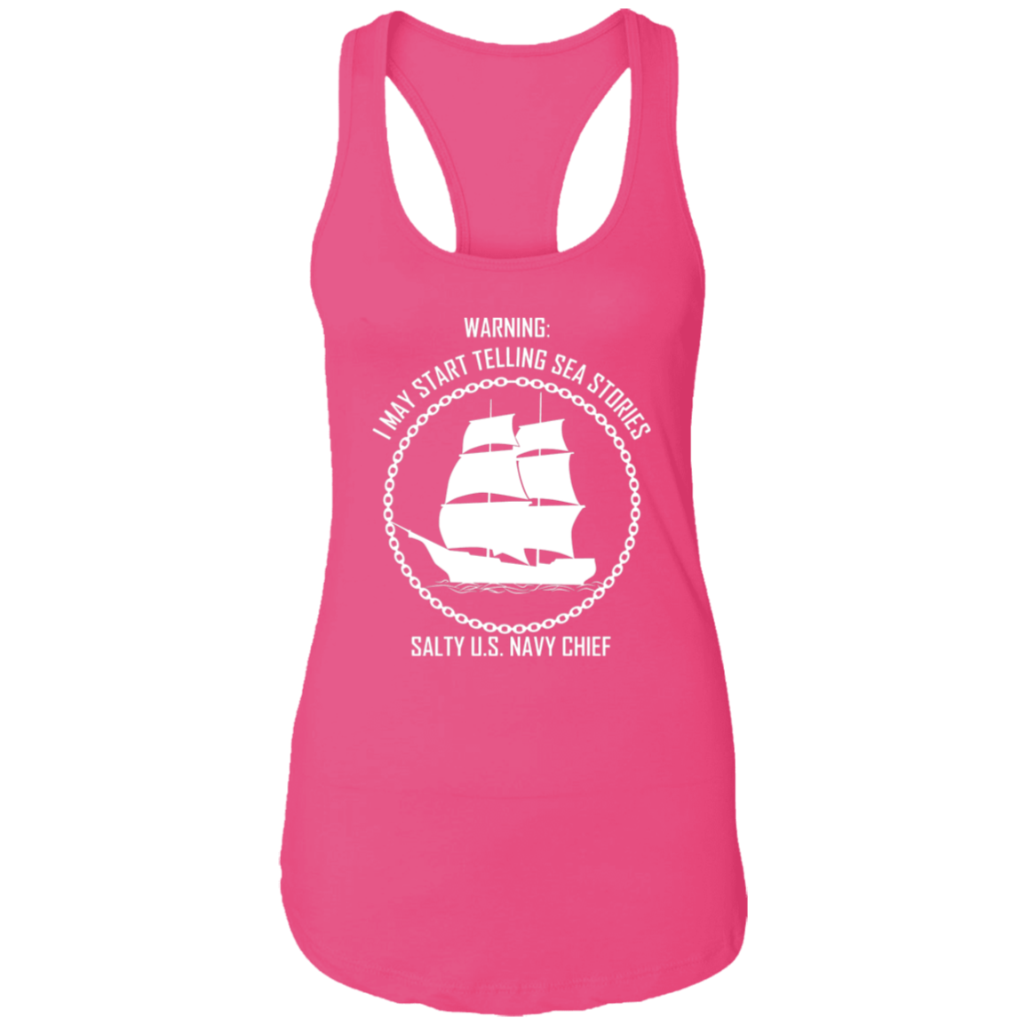 Salty Sea Story White Ladies Racerback Tank