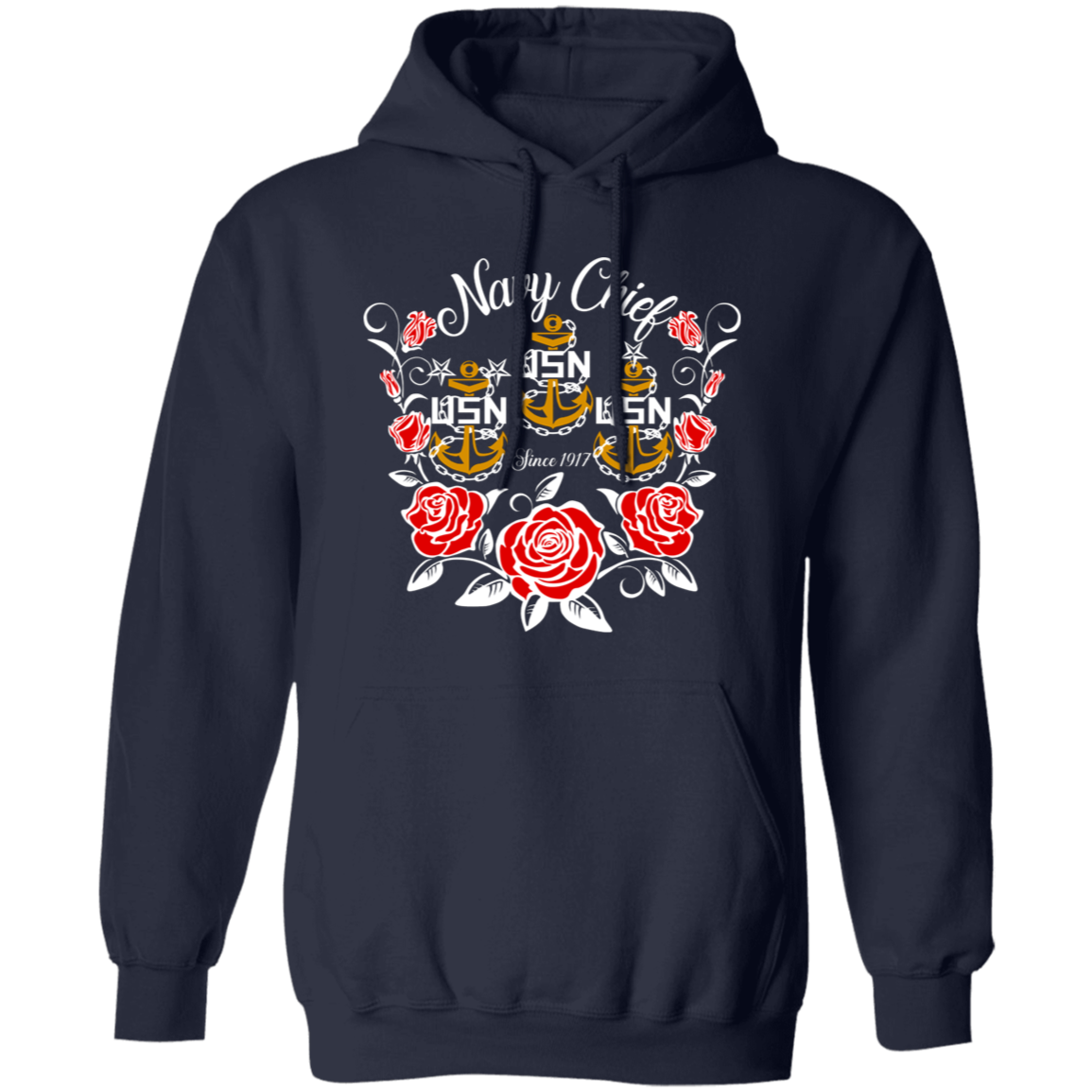 Navy Chief Rose Gold Pullover Hoodie
