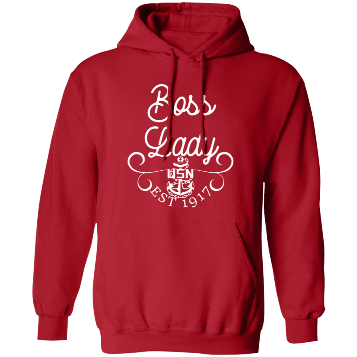 Boss Lady White Design Pullover Hoodie