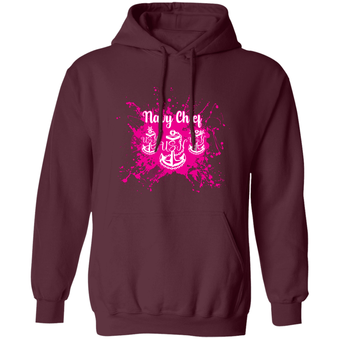 Navy Chief Pink Paint Pullover Hoodie