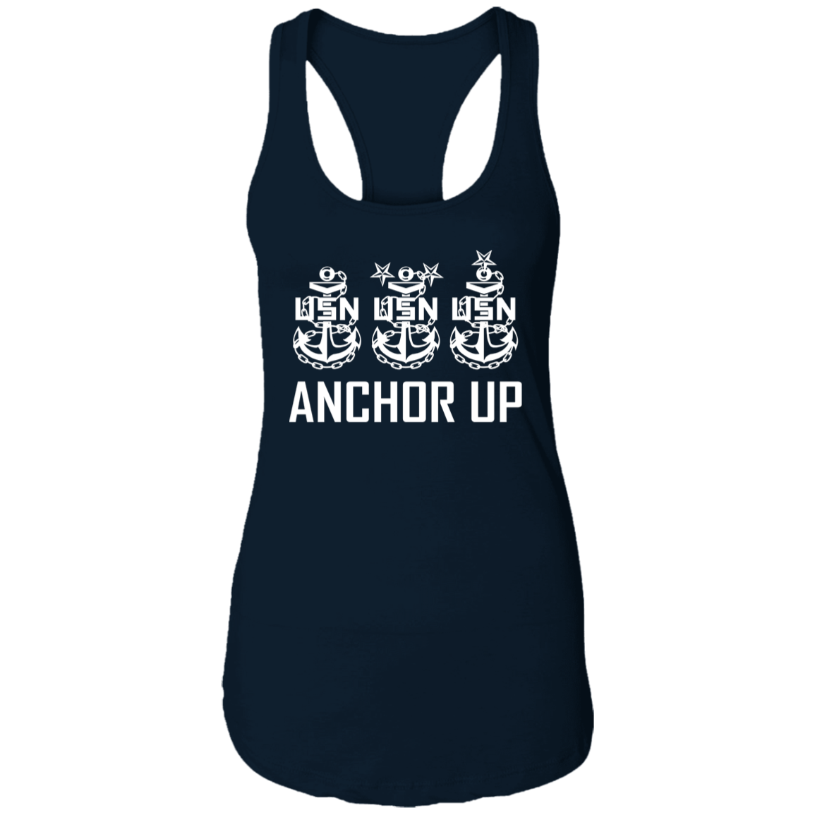 Anchor Up White Design Ladies Racerback Tank