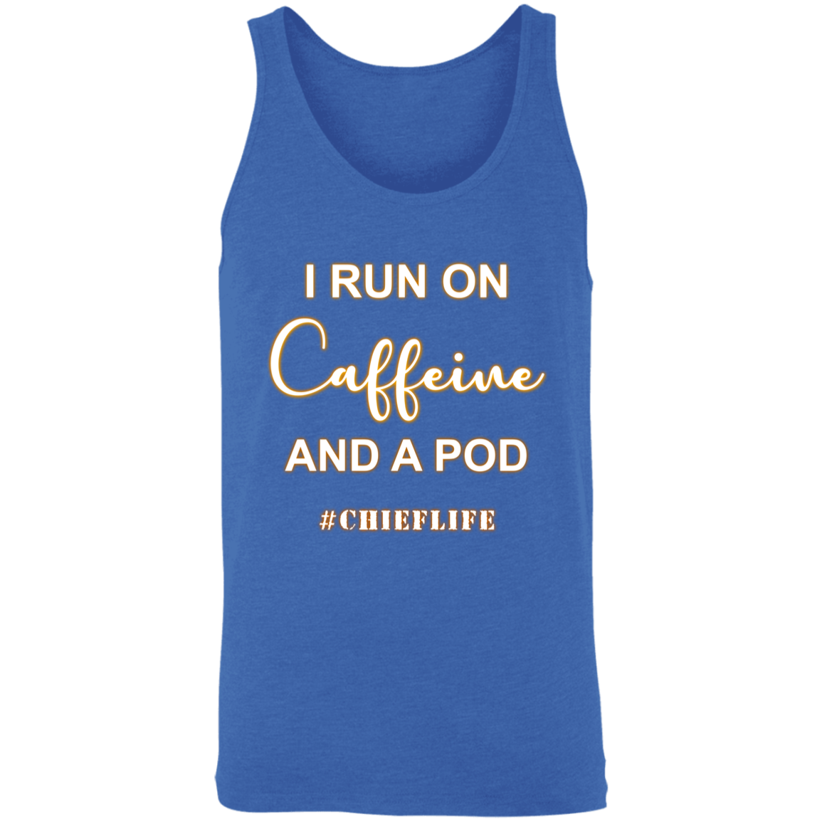 I Run On Caffeine White Design Unisex Tank