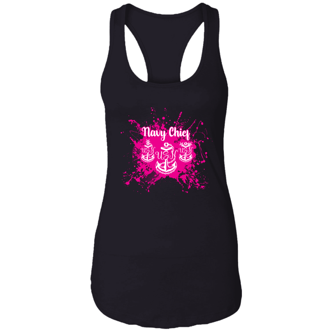 Navy Chief Pink Paint Ladies Racerback Tank