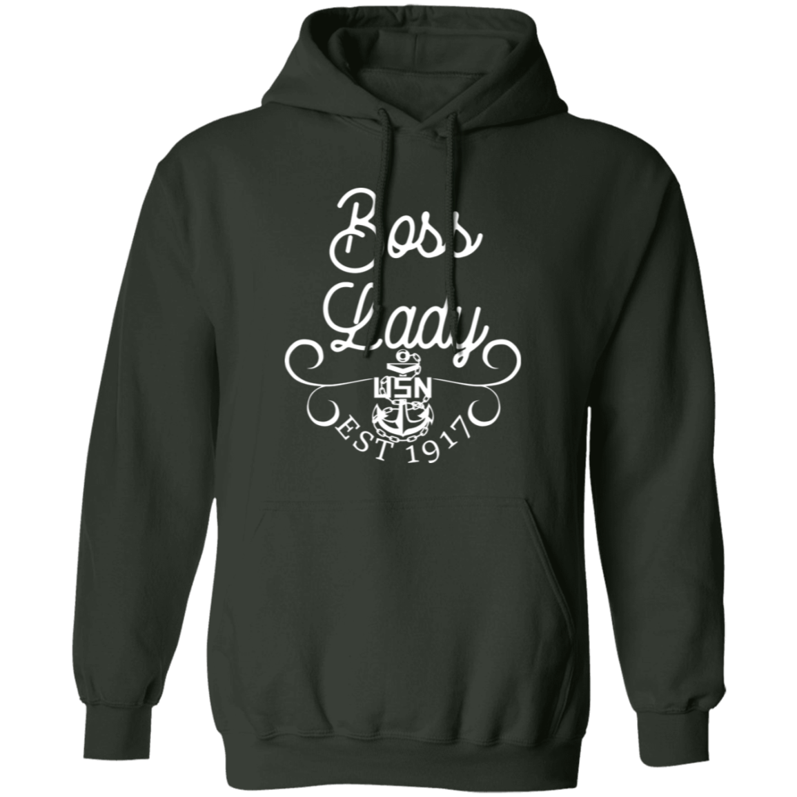 Boss Lady White Design Pullover Hoodie