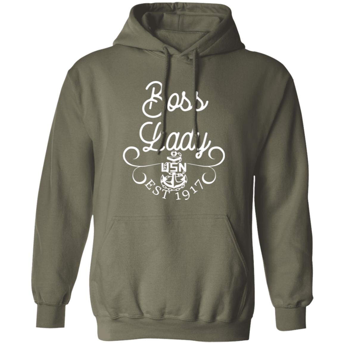 Boss Lady White Design Pullover Hoodie