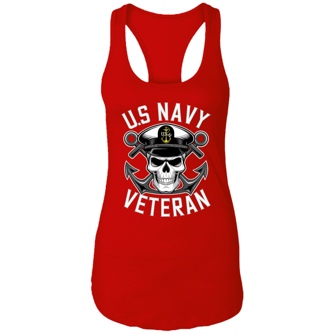 US Navy Veteran Skull Ladies Racerback Tank