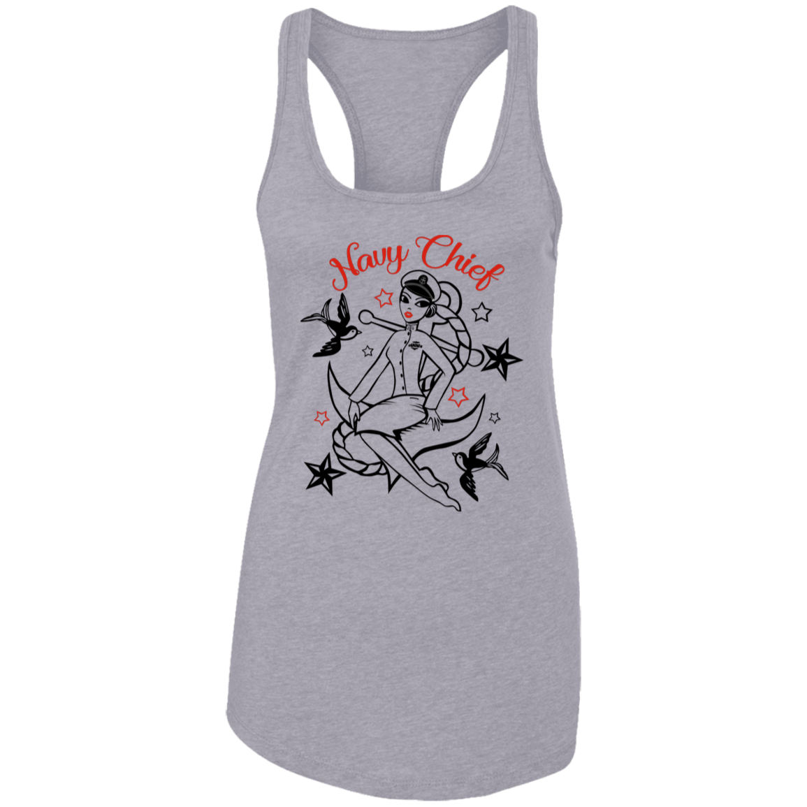 Navy Chief Pin Up Ladies Racerback Tank