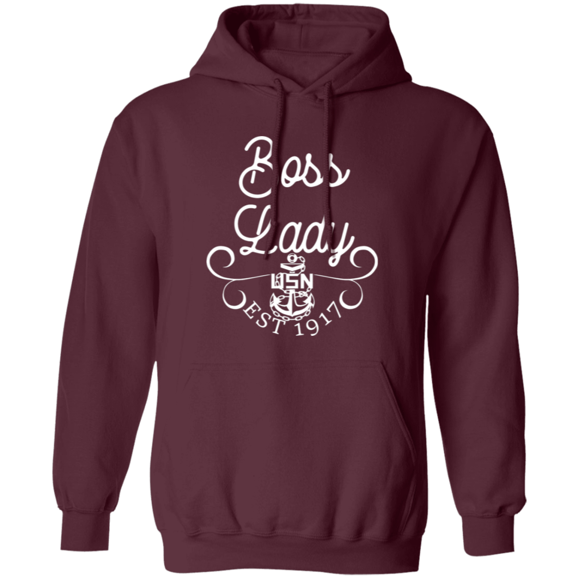Boss Lady White Design Pullover Hoodie