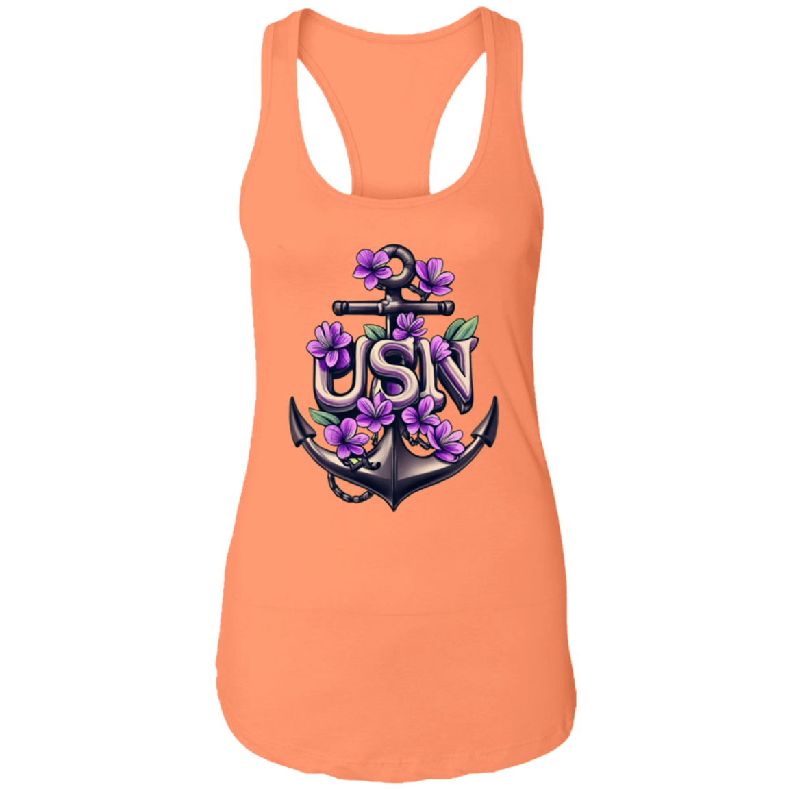 Purple Flower Anchor Ladies Ideal Racerback Tank