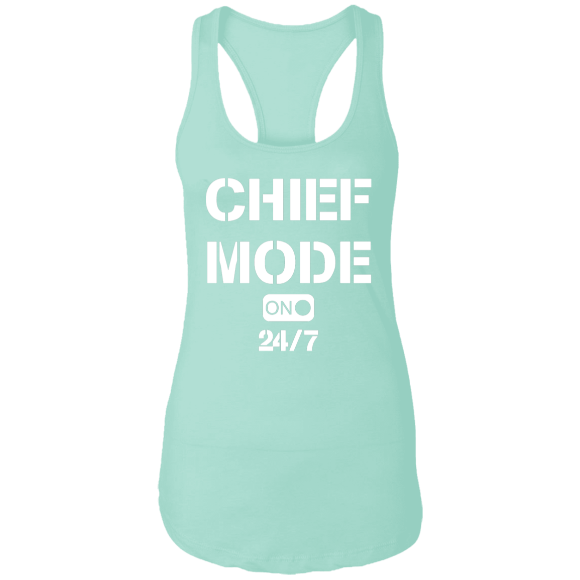 Chief Mode White Ladies Racerback Tank