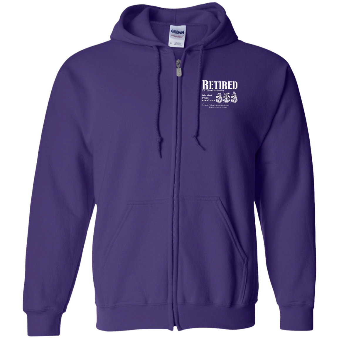 Retired Definition White Zip Up Hooded Sweatshirt