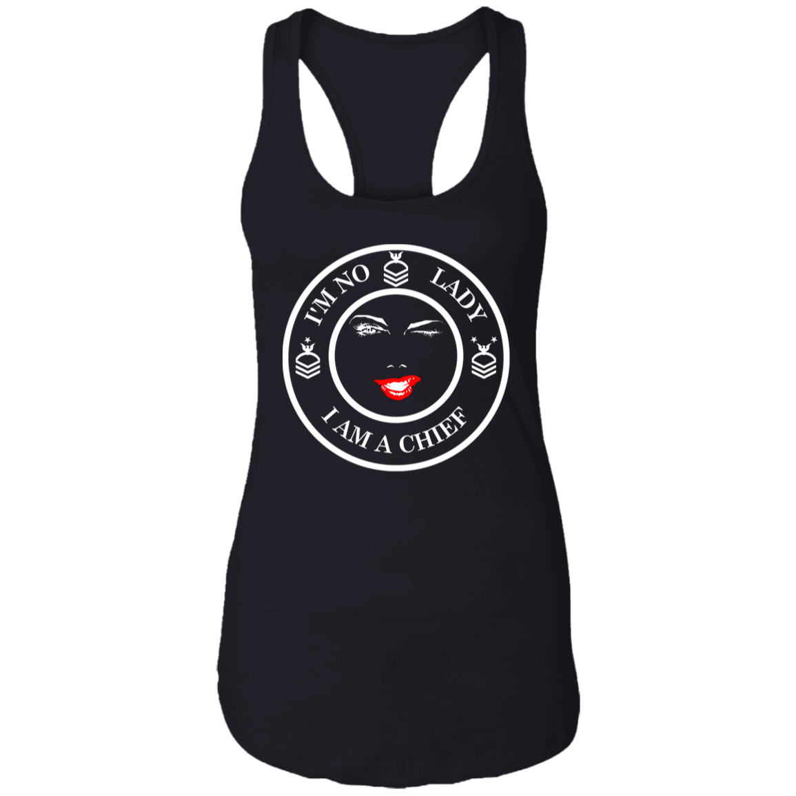I'm No Lady (White Design) Ladies Racerback Tank
