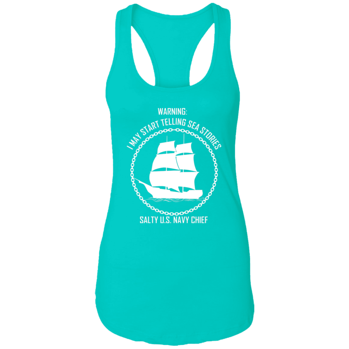 Salty Sea Story White Ladies Racerback Tank