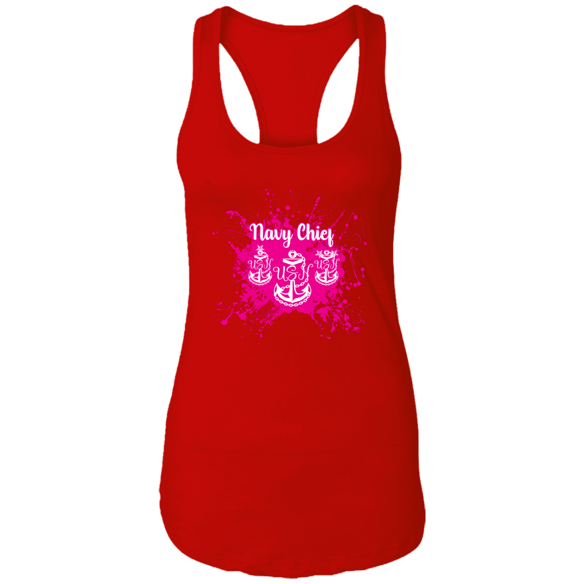 Navy Chief Pink Paint Ladies Racerback Tank