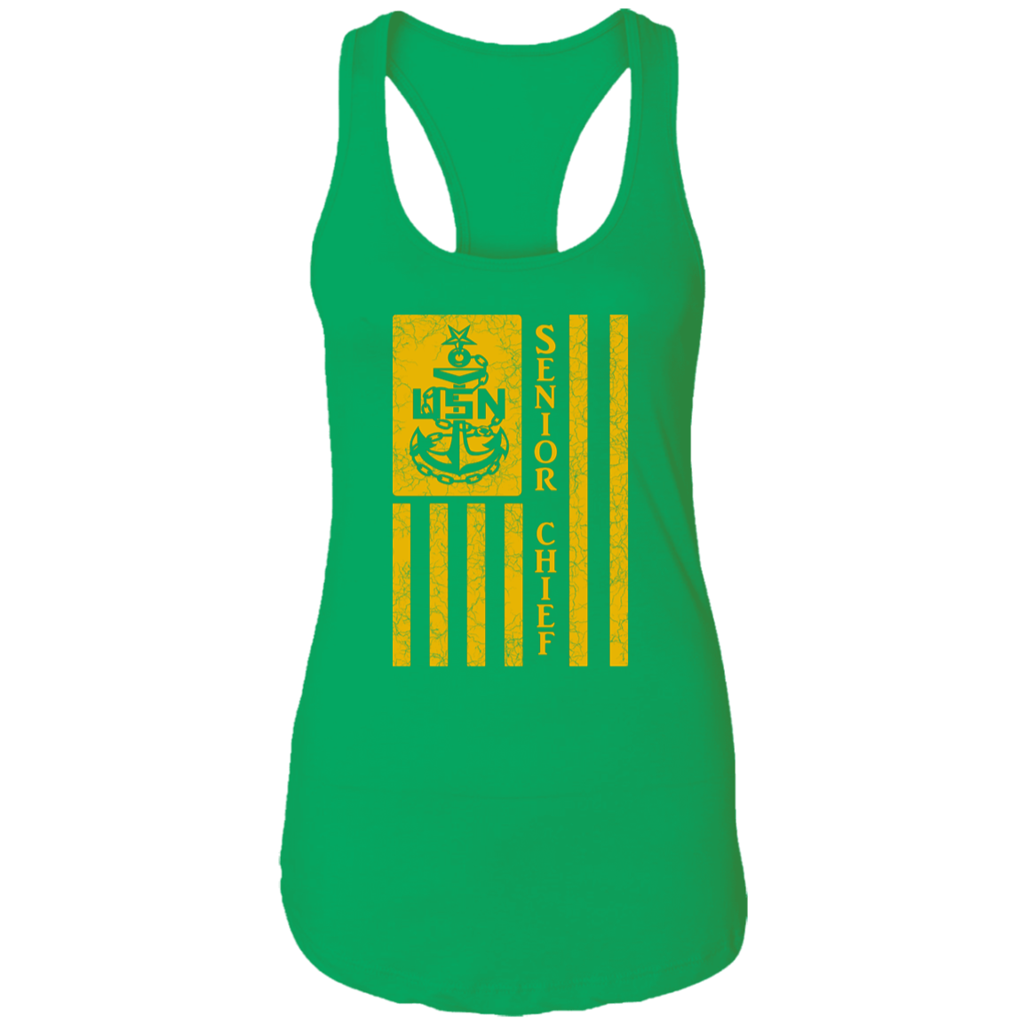 Senior Chief Flag Gold Ladies Racerback Tank