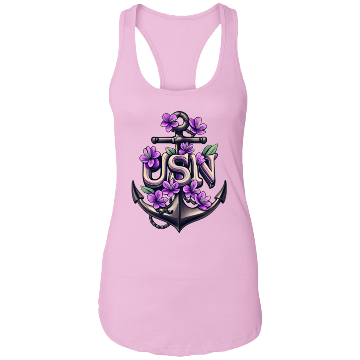 Purple Flower Anchor Ladies Ideal Racerback Tank
