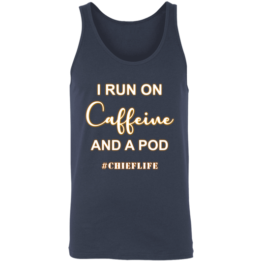 I Run On Caffeine White Design Unisex Tank