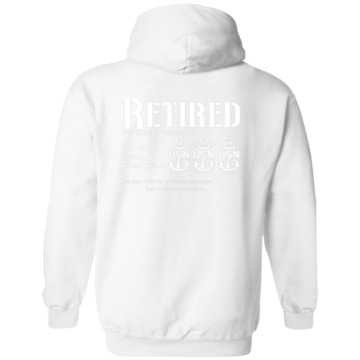 Retired Definition White Zip Up Hooded Sweatshirt