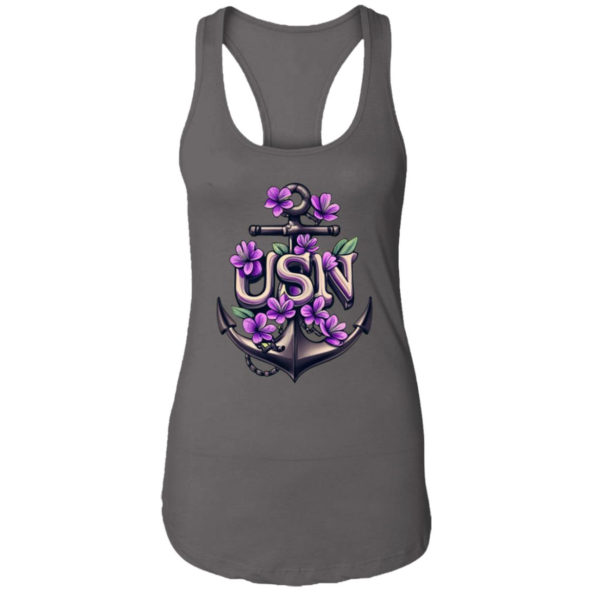 Purple Flower Anchor Ladies Ideal Racerback Tank