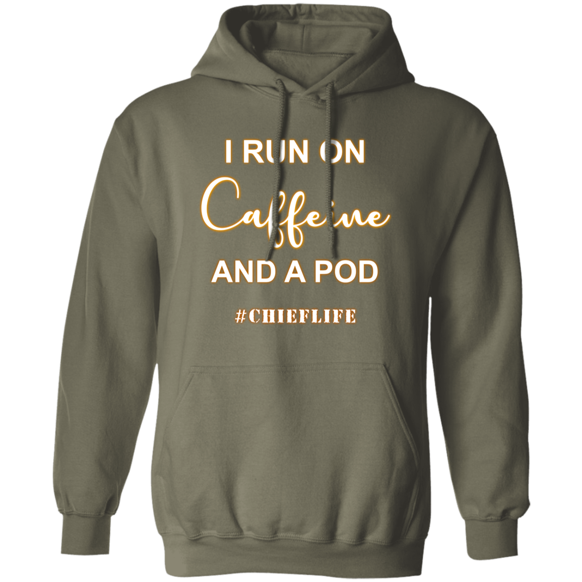I Run On Caffeine White Design Pullover Hoodie