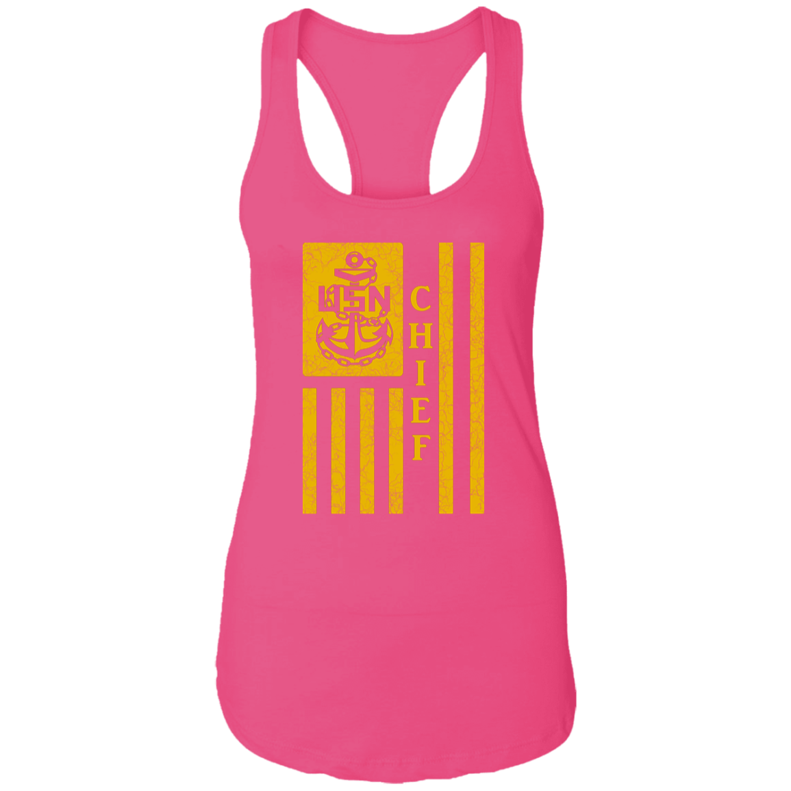Chief Flag Gold Ladies Racerback Tank