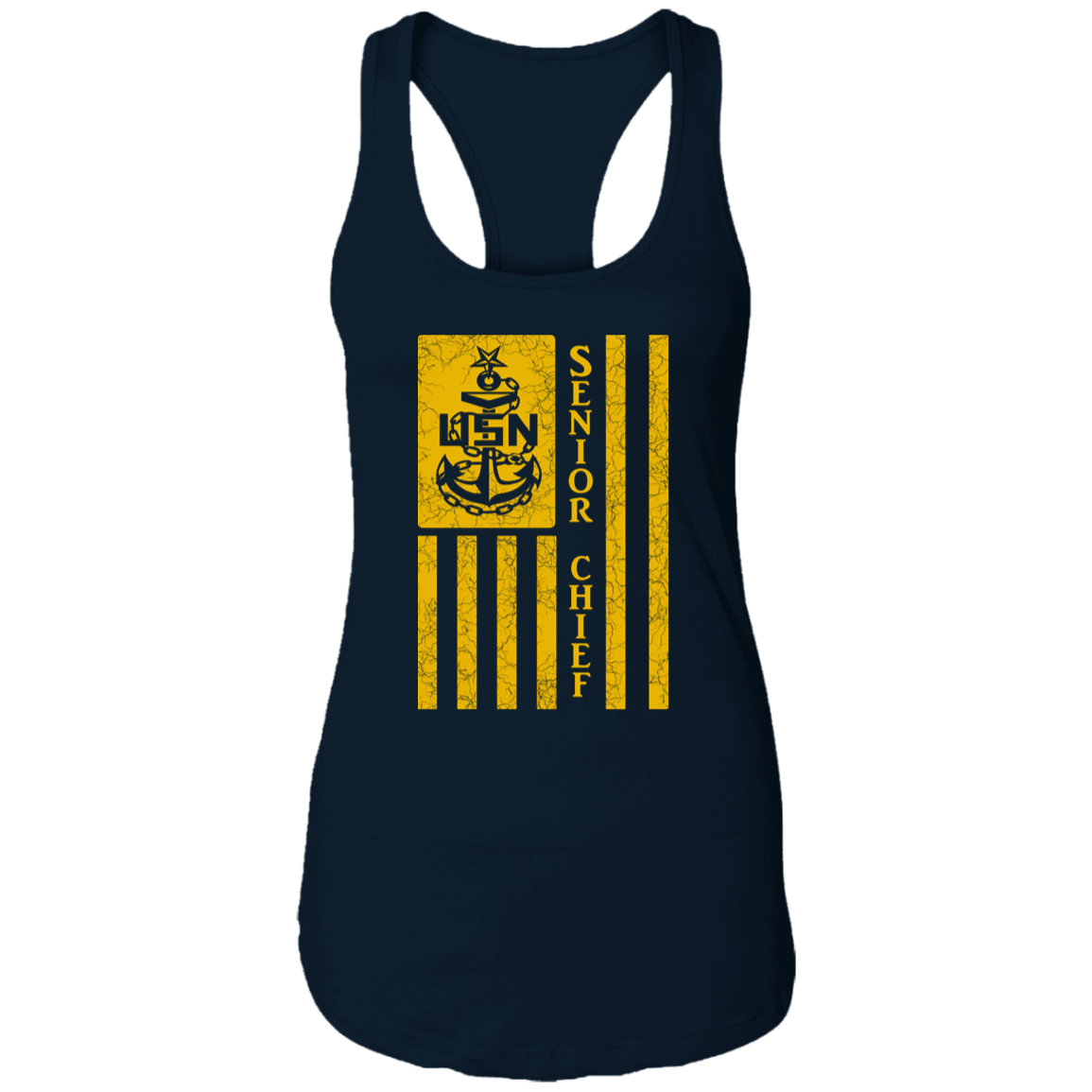 Senior Chief Flag Gold Ladies Racerback Tank
