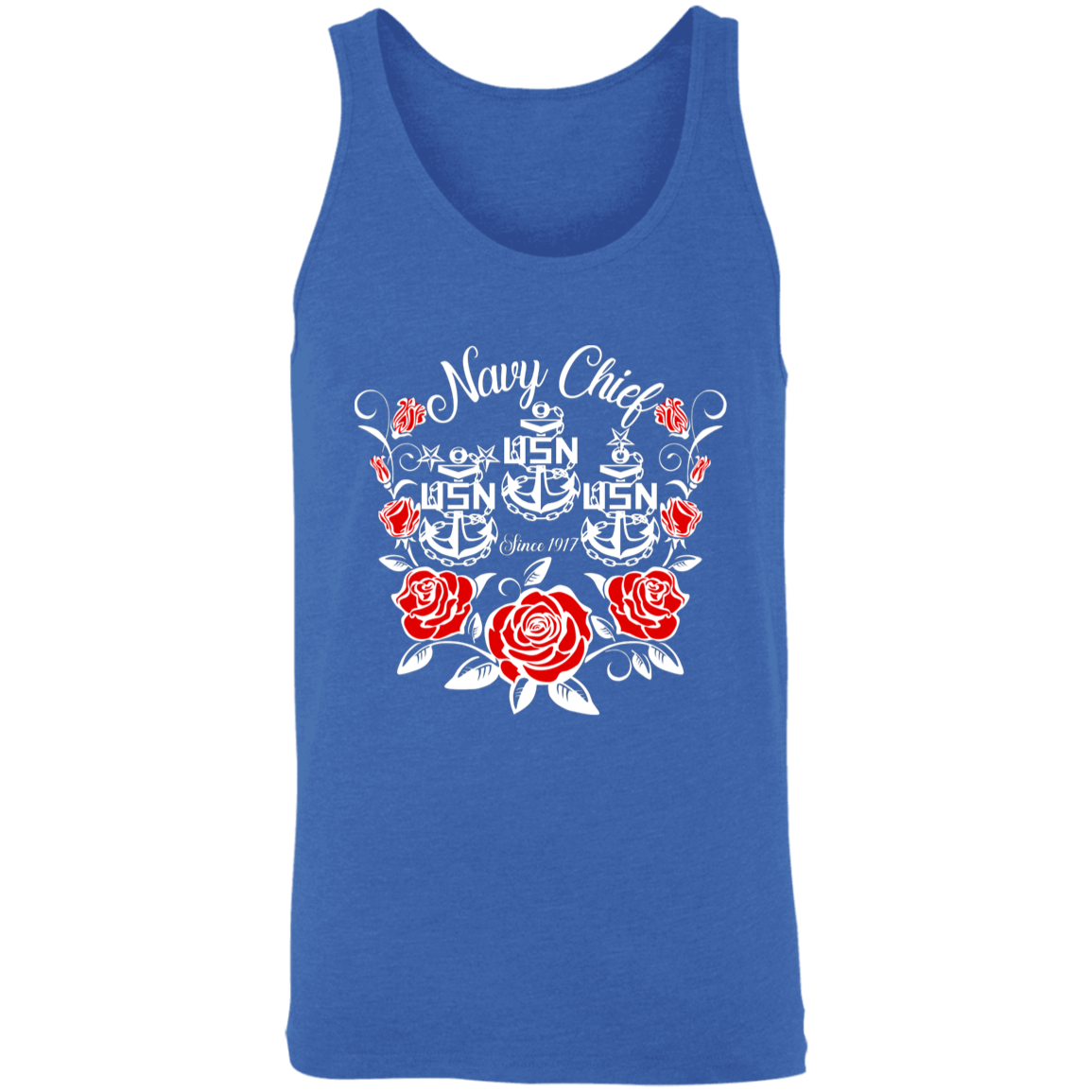 Navy Chief Rose White Unisex Tank