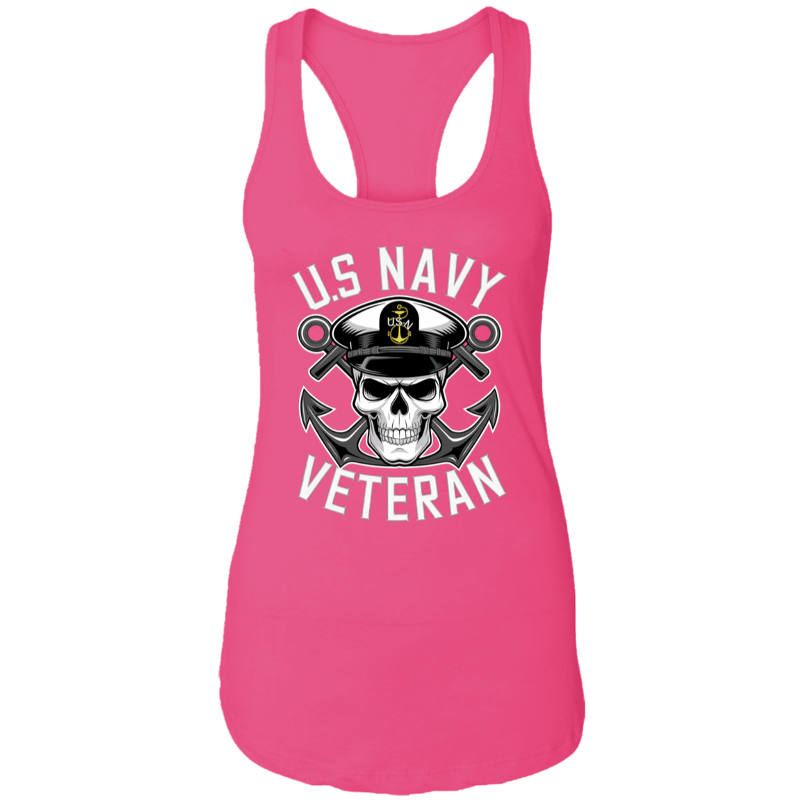 US Navy Veteran Skull Ladies Racerback Tank