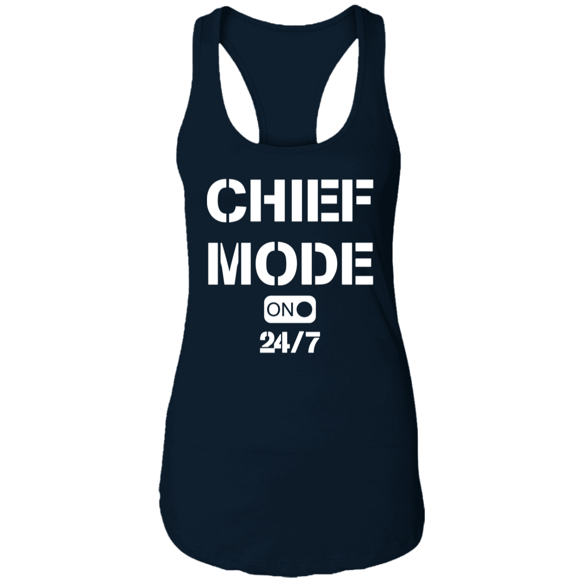 Chief Mode White Ladies Racerback Tank