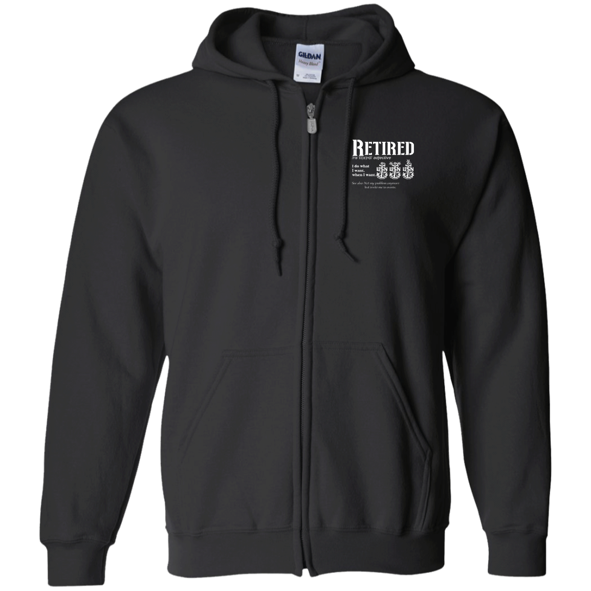 Retired Definition White Zip Up Hooded Sweatshirt
