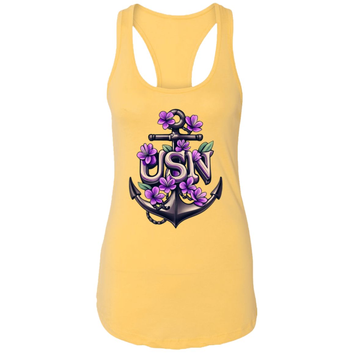 Purple Flower Anchor Ladies Ideal Racerback Tank