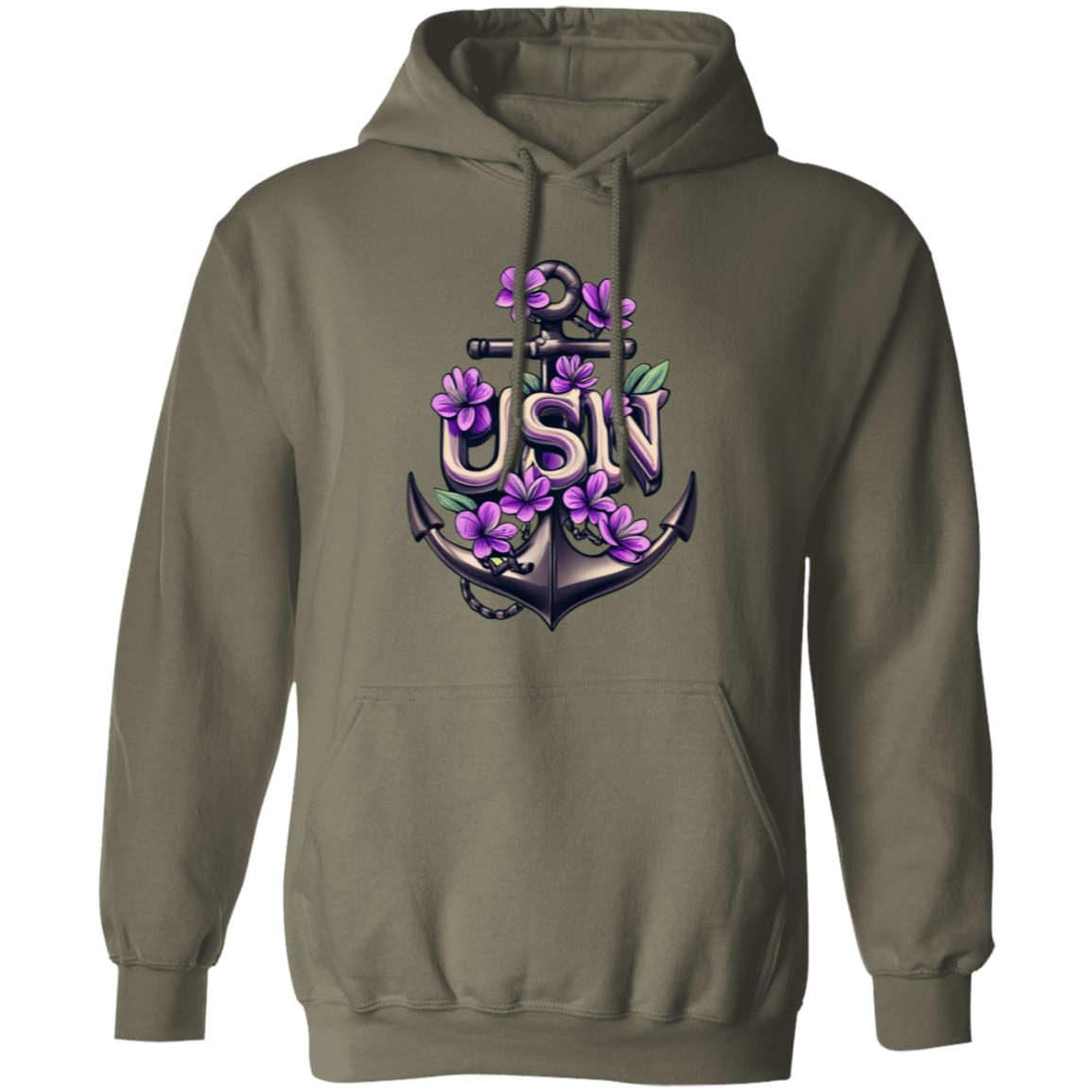Purple Flower Anchor Pullover Hoodie