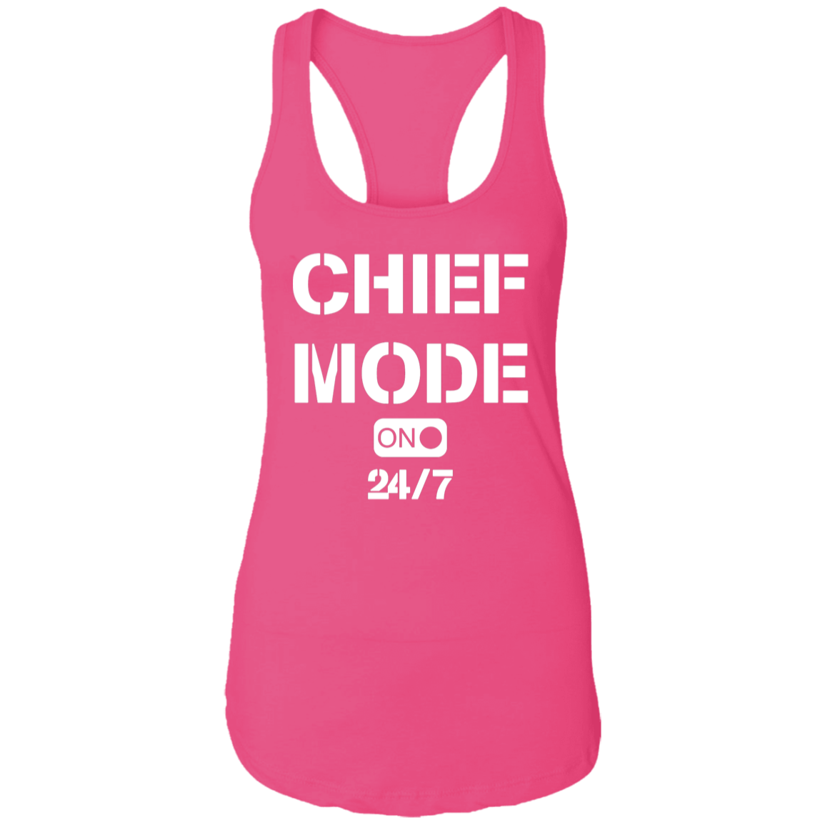 Chief Mode White Ladies Racerback Tank