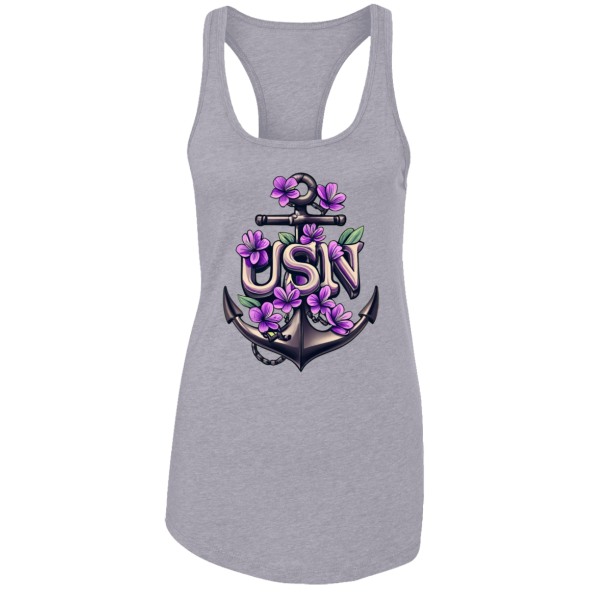 Purple Flower Anchor Ladies Ideal Racerback Tank
