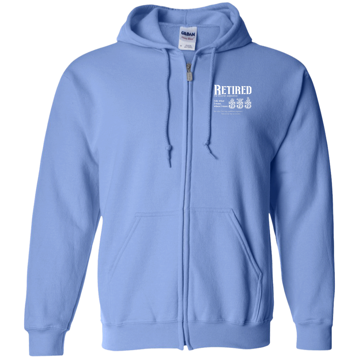 Retired Definition White Zip Up Hooded Sweatshirt