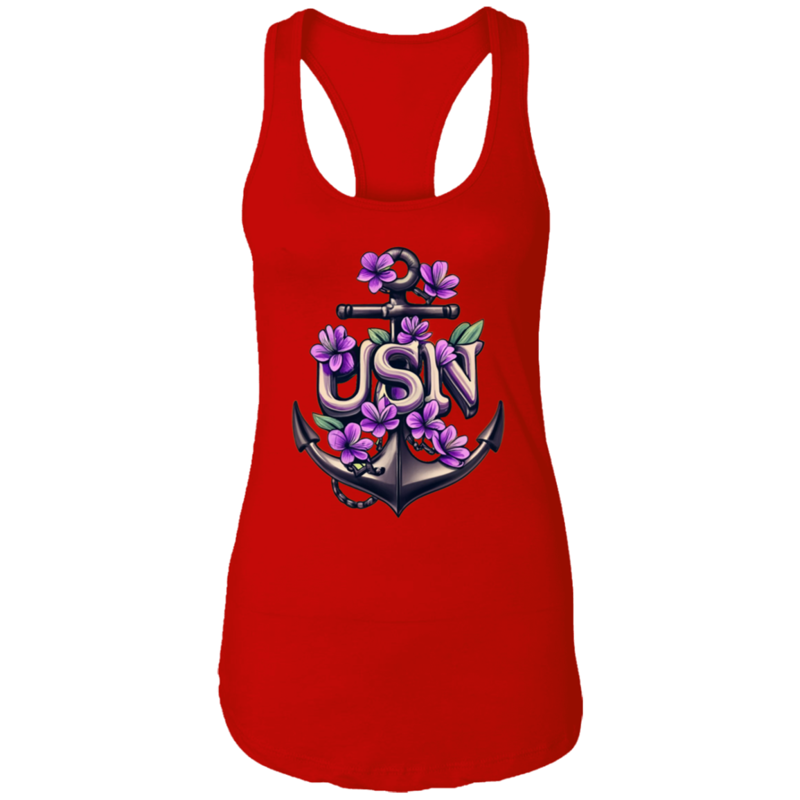 Purple Flower Anchor Ladies Ideal Racerback Tank