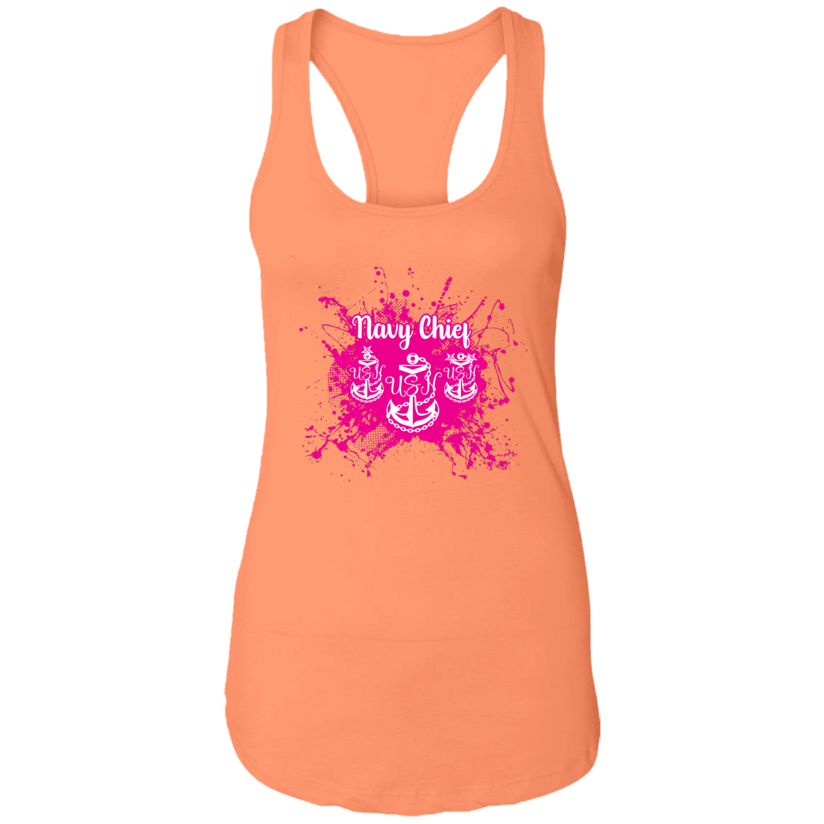 Navy Chief Pink Paint Ladies Racerback Tank