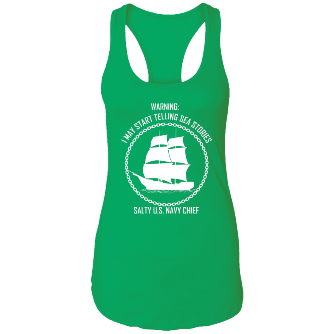 Salty Sea Story White Ladies Racerback Tank