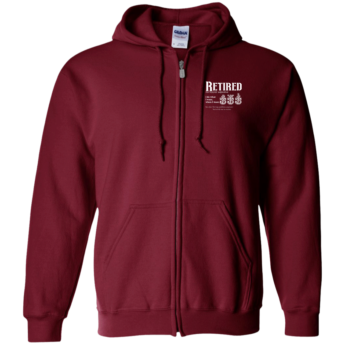 Retired Definition White Zip Up Hooded Sweatshirt