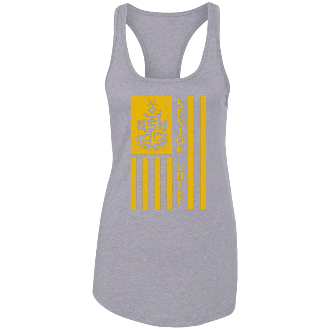 Senior Chief Flag Gold Ladies Racerback Tank