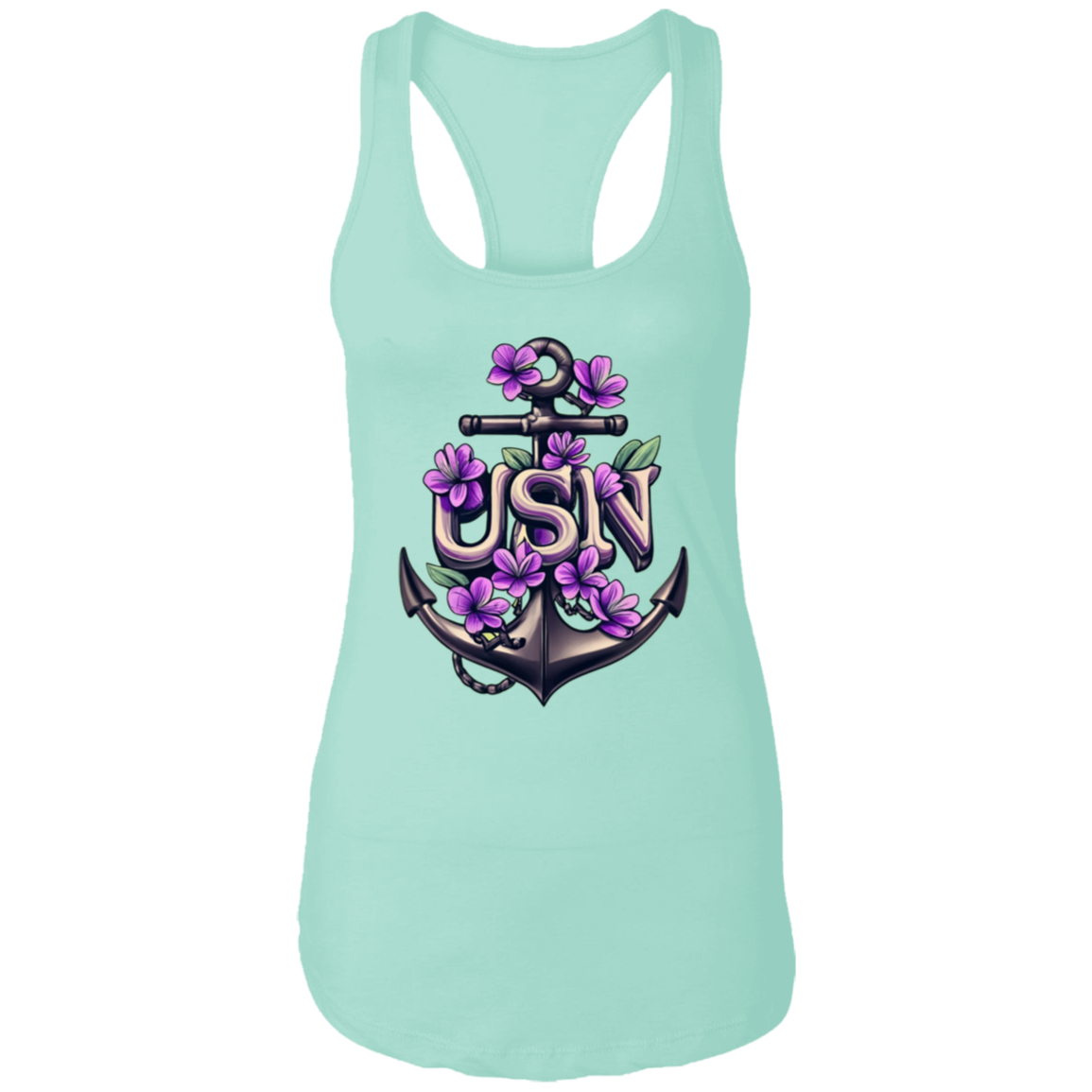 Purple Flower Anchor Ladies Ideal Racerback Tank