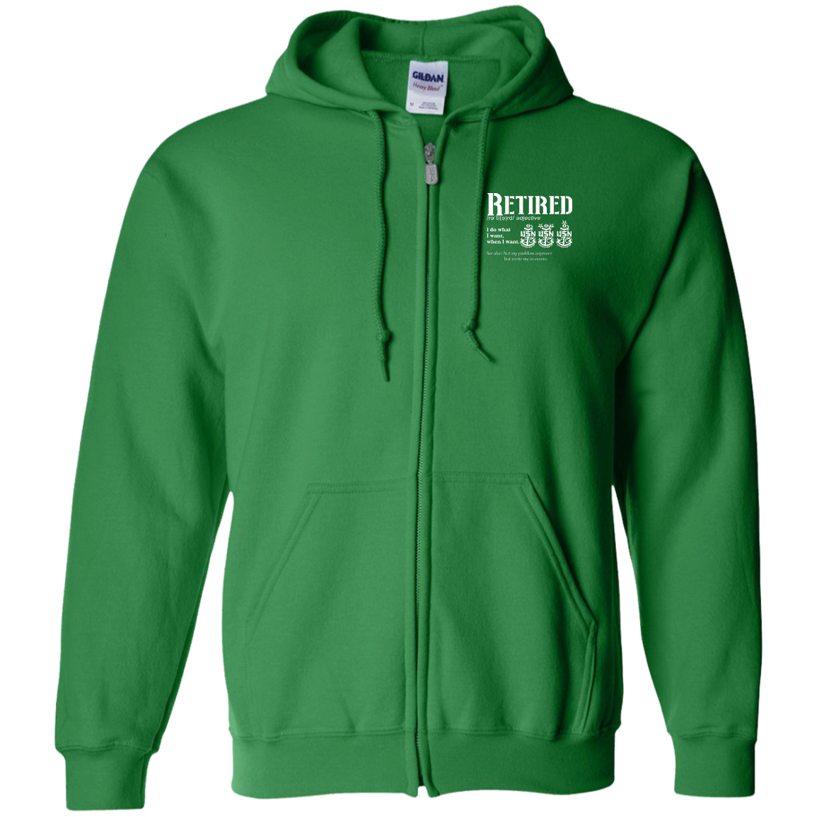 Retired Definition White Zip Up Hooded Sweatshirt