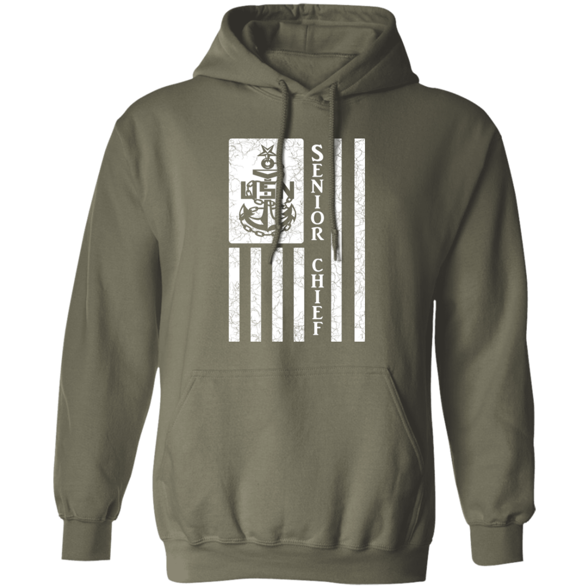 Senior Chief Flag White Pullover Hoodie
