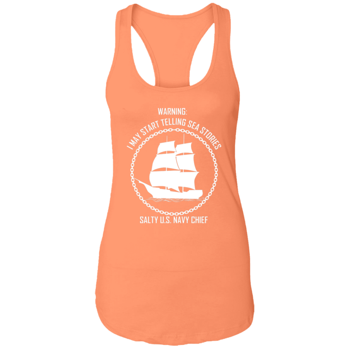 Salty Sea Story White Ladies Racerback Tank