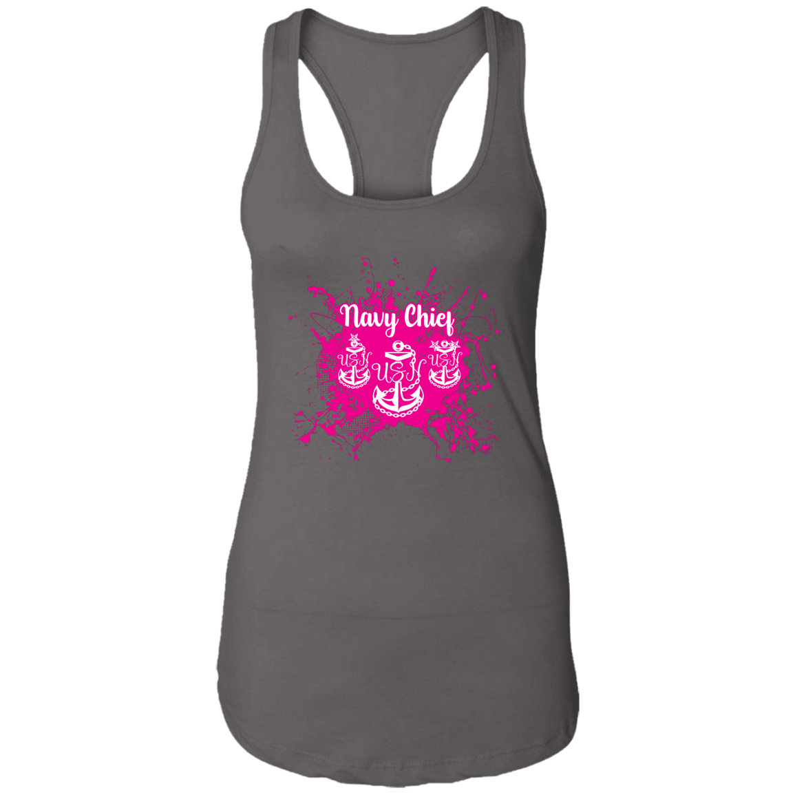 Navy Chief Pink Paint Ladies Racerback Tank