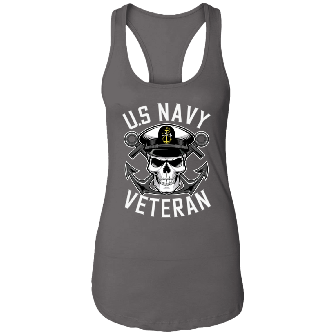 US Navy Veteran Skull Ladies Racerback Tank