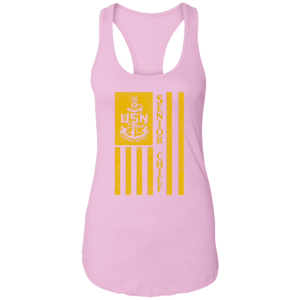 Senior Chief Flag Gold Ladies Racerback Tank