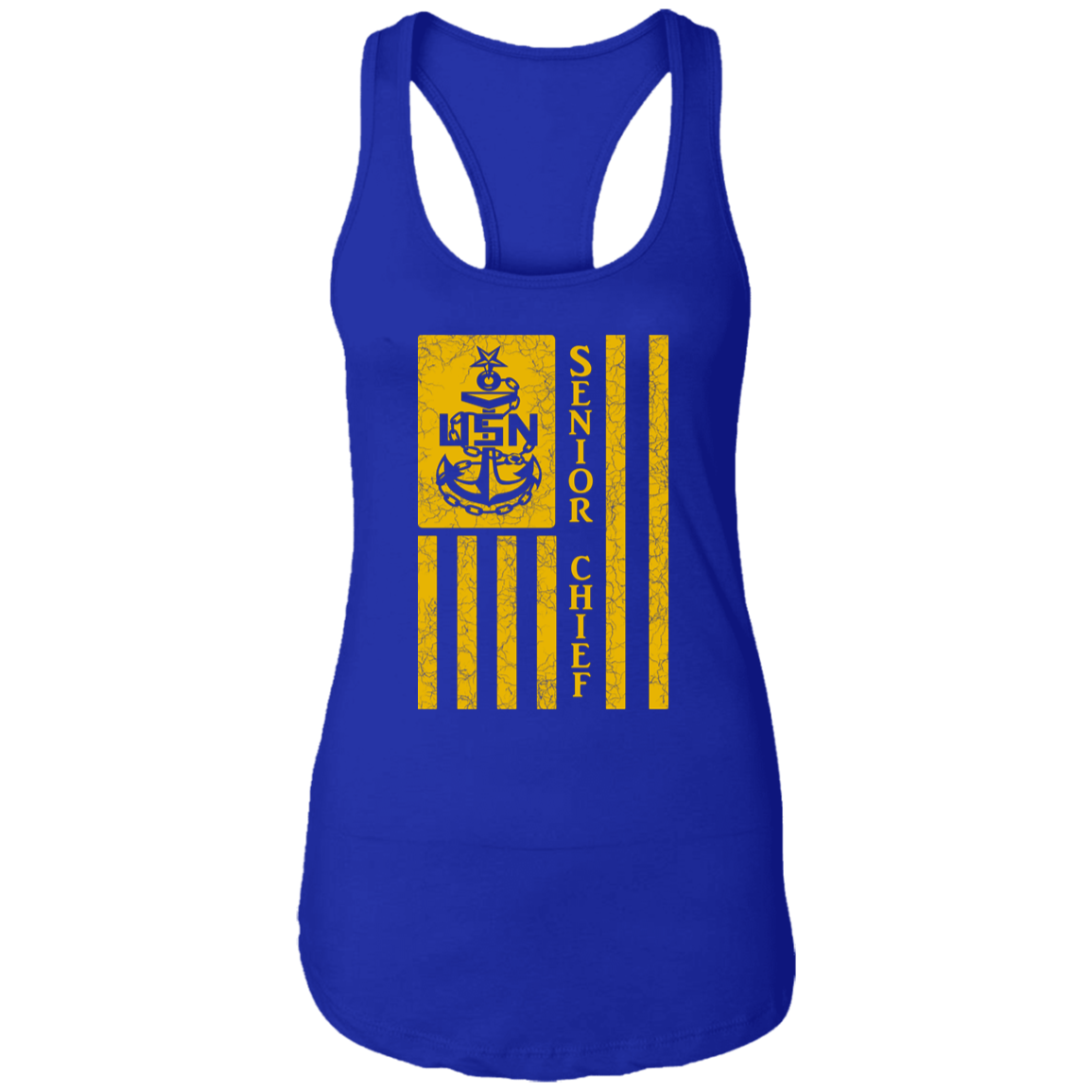 Senior Chief Flag Gold Ladies Racerback Tank