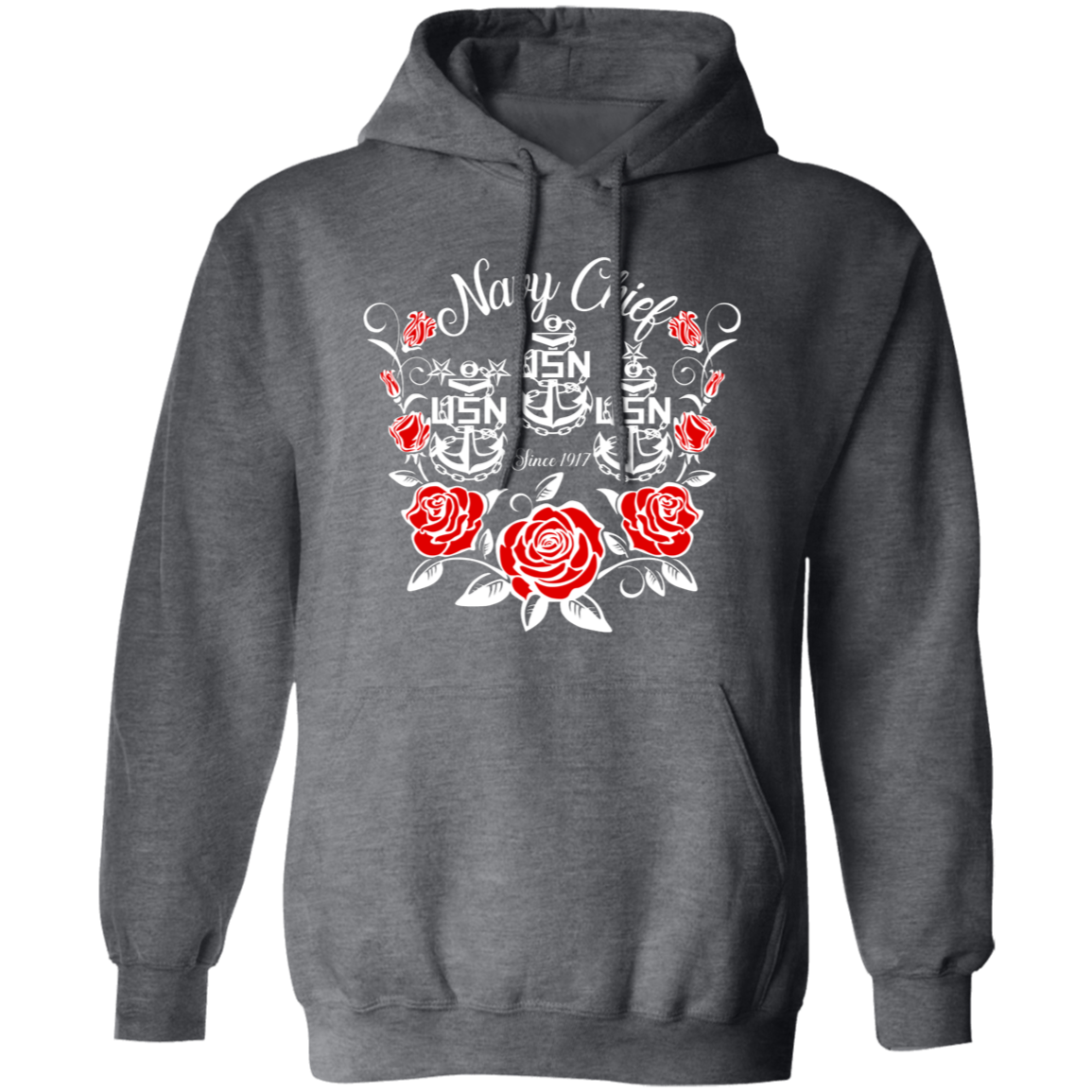 Navy Chief Rose White Pullover Hoodie